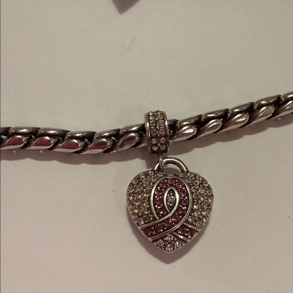 Brighton Silver Heart Charm Bracelet with Floral Drawstring Pouch - Multicolor - Picture 3 of 12